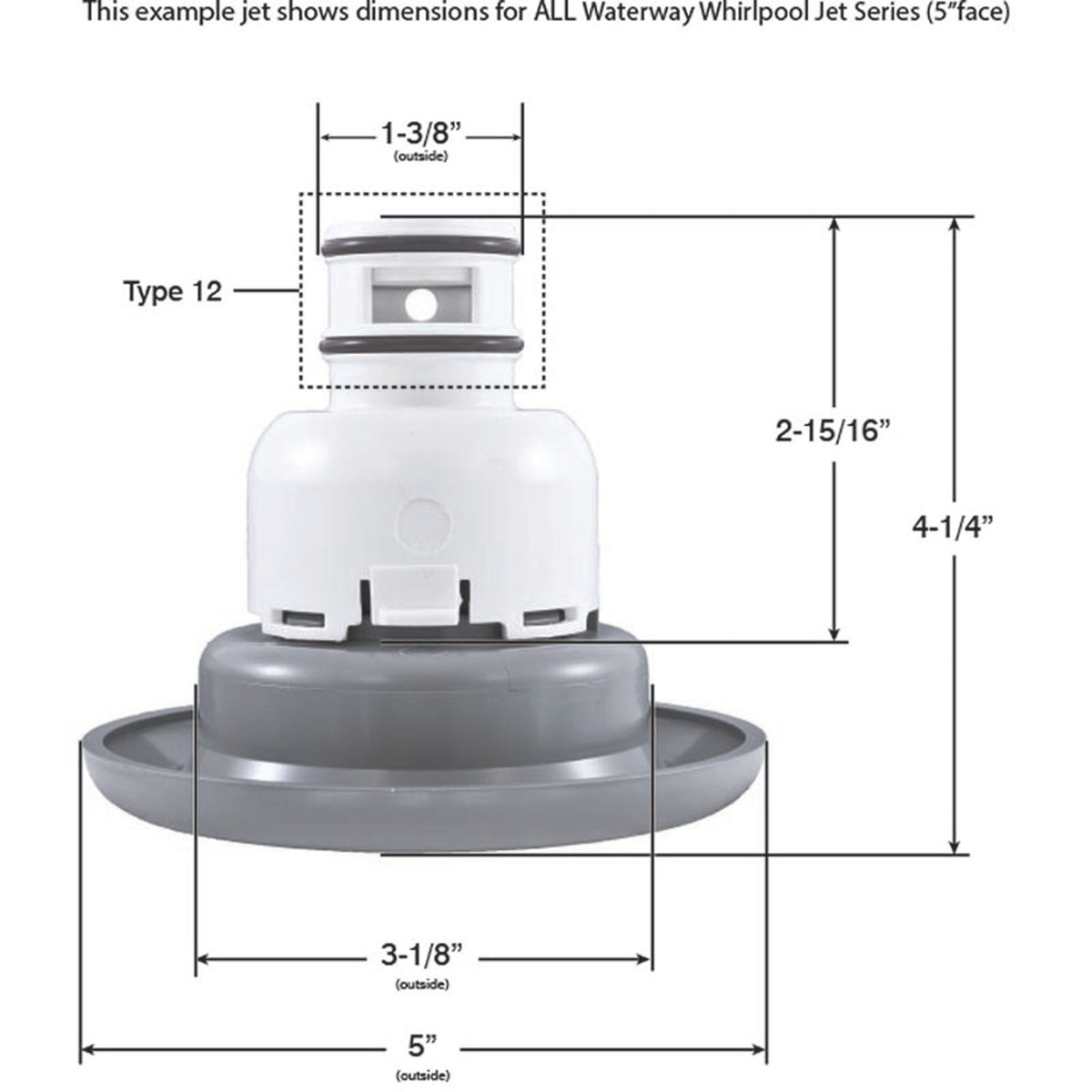 Jet Intl, WW Whirlpool, 5"fd, Dir, Smth, SS/Gry, Non-Adjustable