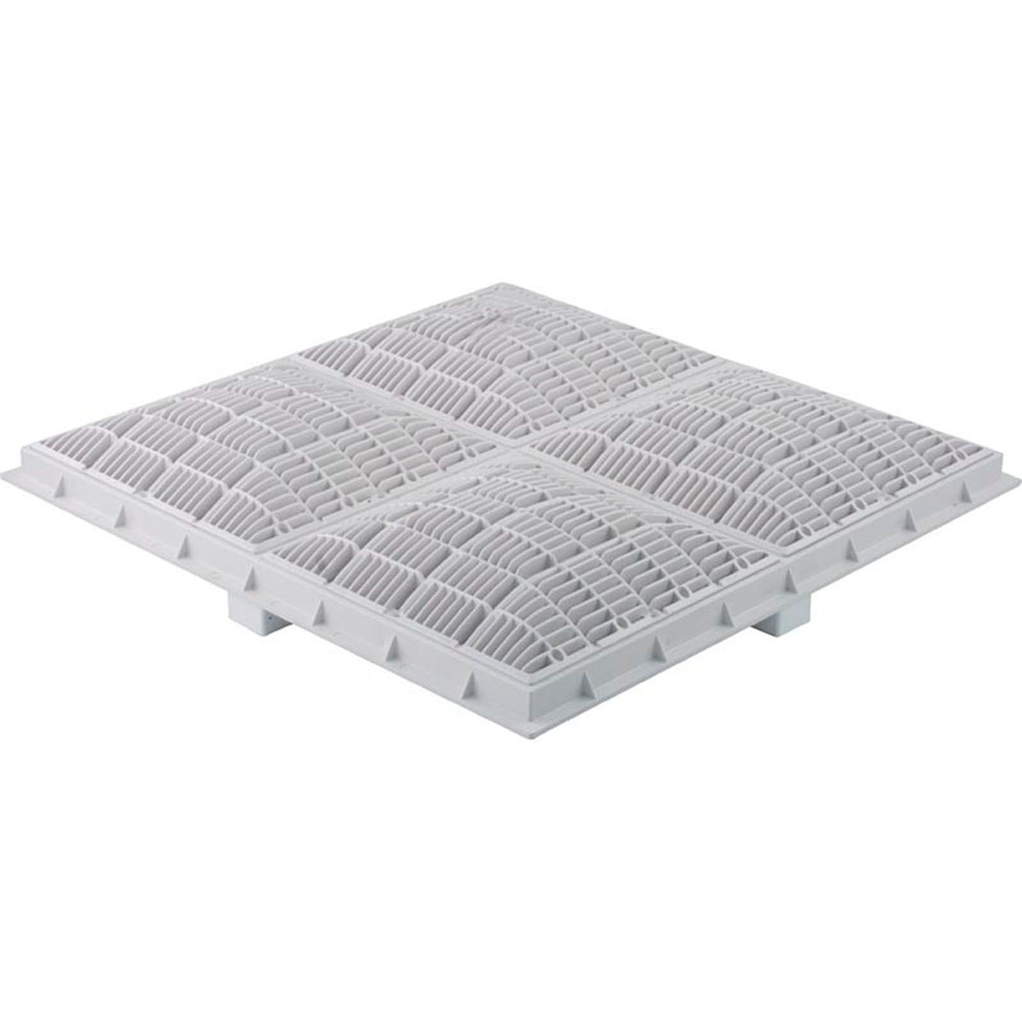 Main Drain Grate, Waterway, 24" x 24" Square, w/Frame, White