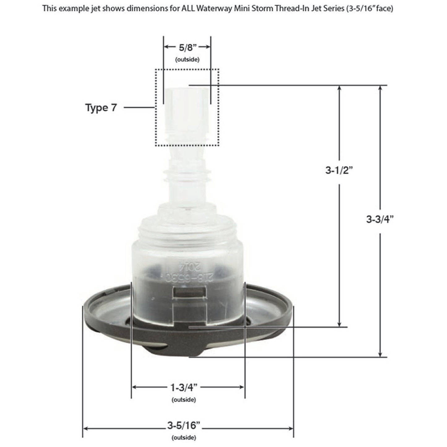 Jet Intl, WW Mini Storm Glo, Swirl, 3-3/16"fd, Rfld, SS/DkGry, Thd