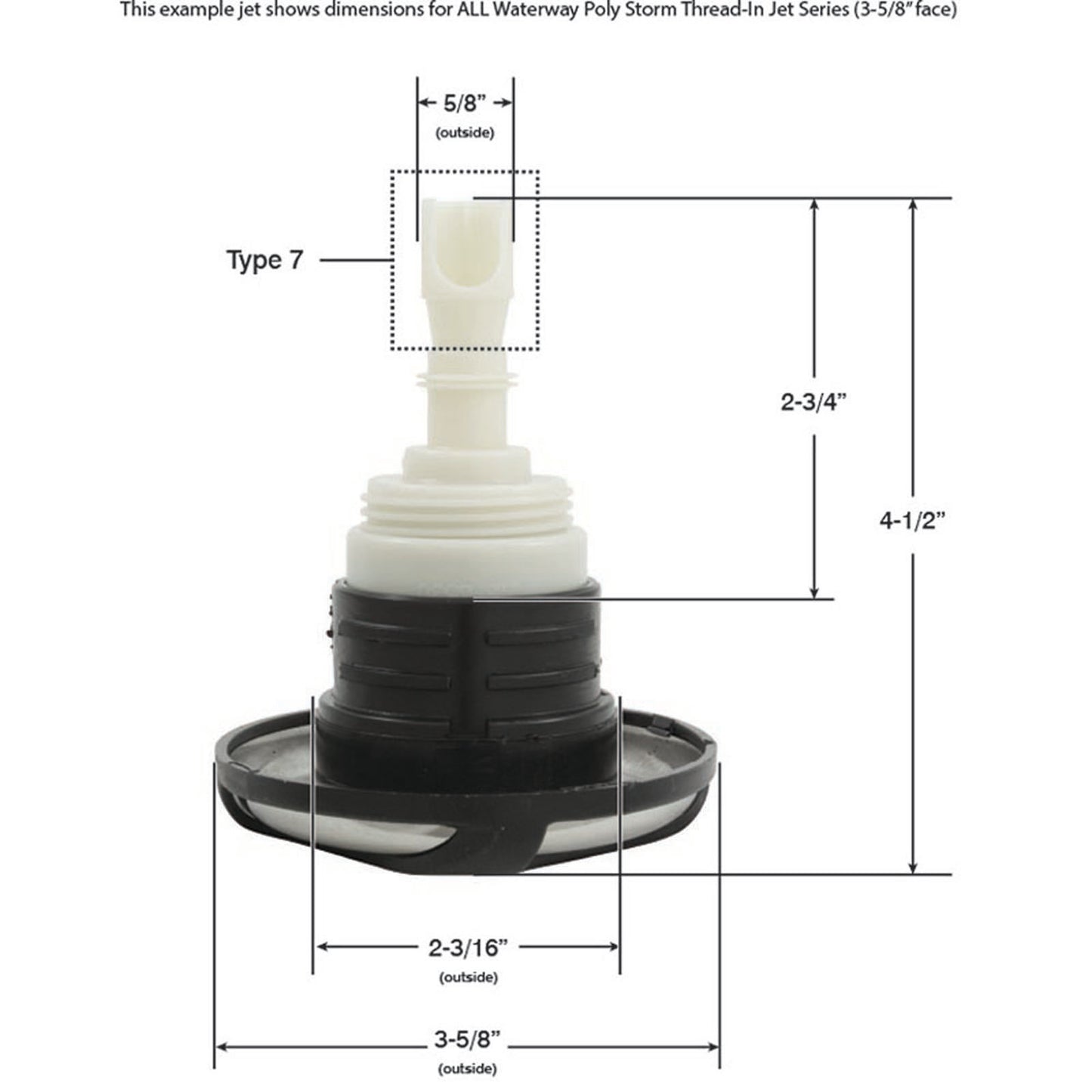 Jet Intl, WW Poly Storm, Swirl, 3-5/8"fd, Dir, SS/Blk, Thd