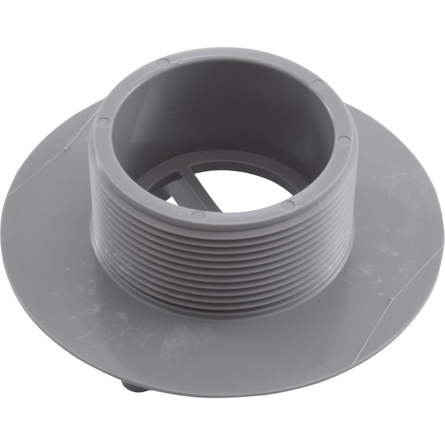 Wall Fitting, 4" dia, 2-3/8"hs, 2"mpt-1-1/2"s, Lt Gray