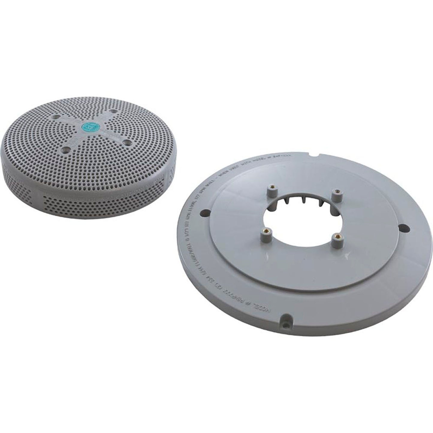 Main Drain Grate, Retro 8" Rnd, Sumpless, w/Hardware, Lt Gry