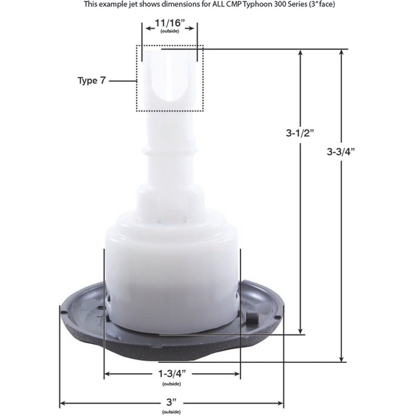 Jet Intl, CMP Typhoon 300, 3"fd, Roto, Scalloped, SS/Dk Gry