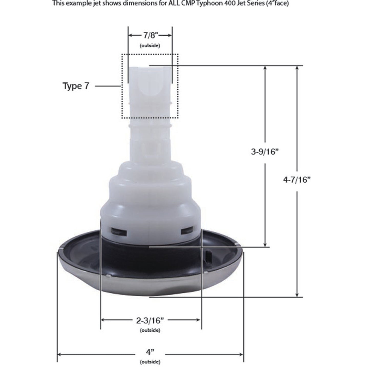 Jet Intl, CMP Typhoon 400, 4"fd, Dir, Scalloped, SS/Gry