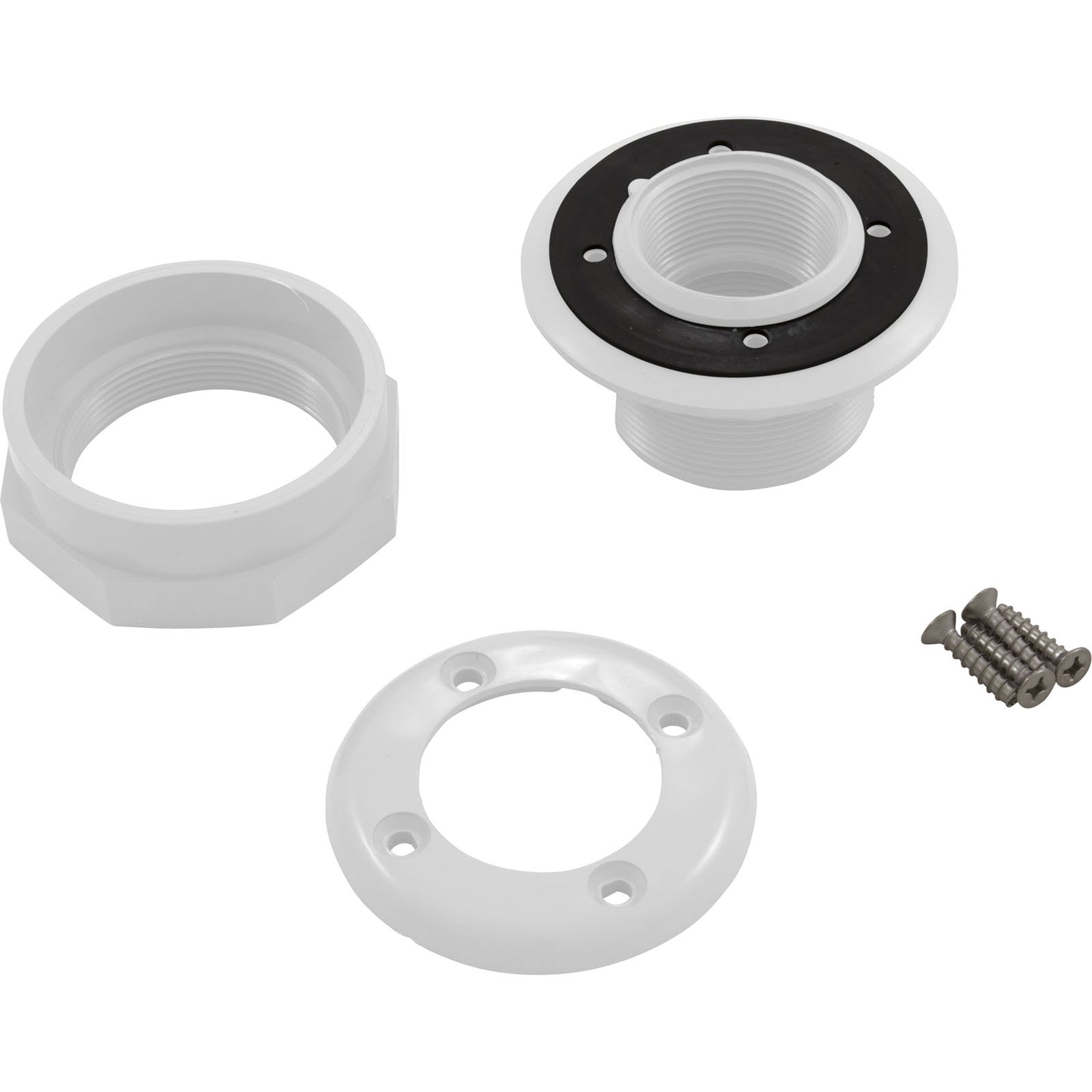 Wall Fitting, CMP, 3"hs, 1-1/2"mpt, 3-5/8"fd, w/Nut, White