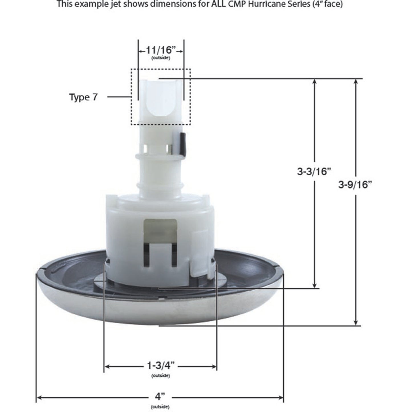 Jet Intl, CMP Hurricane, 4"fd, Roto, Smth, SS/Dk Gry