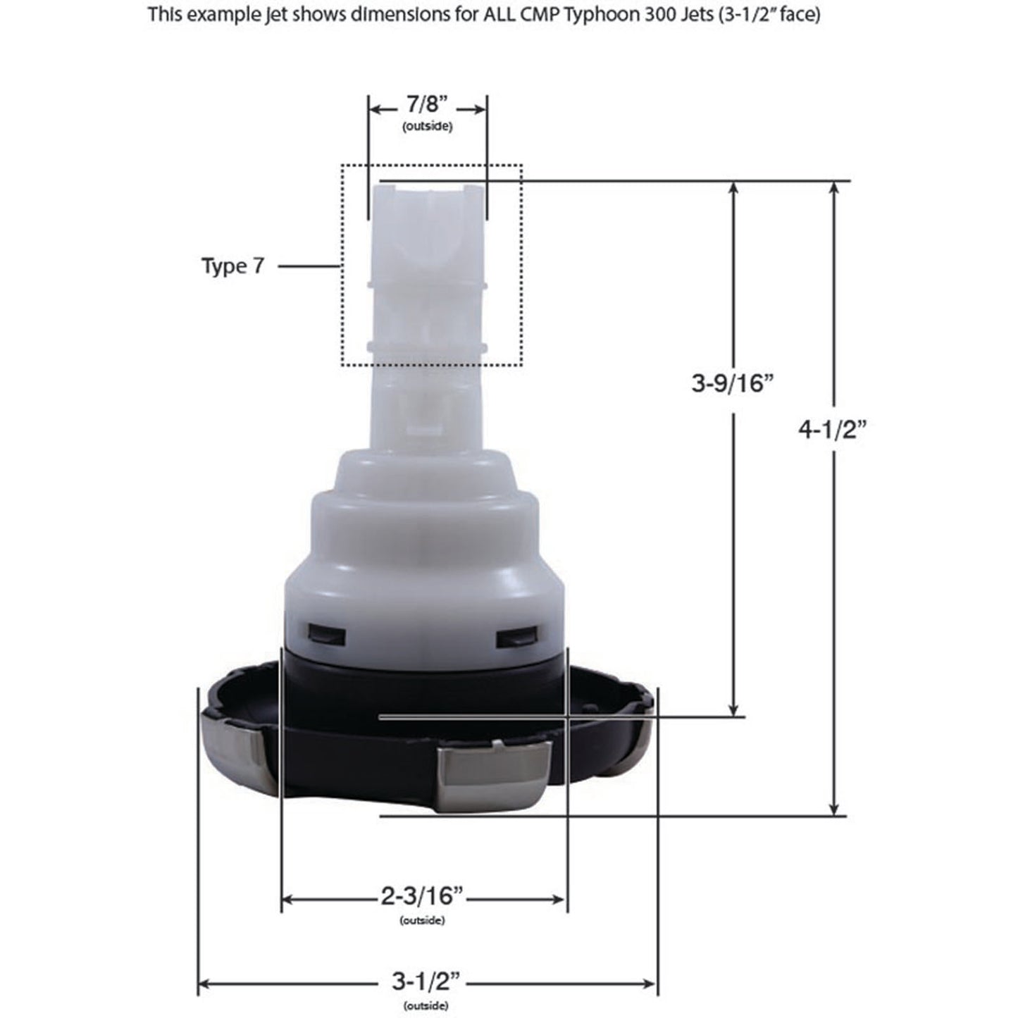 Custom Molded Products-Jet Intl, Typhoon 300, 3-1/4"fd, Dir, Crown, Dk Gry/SS