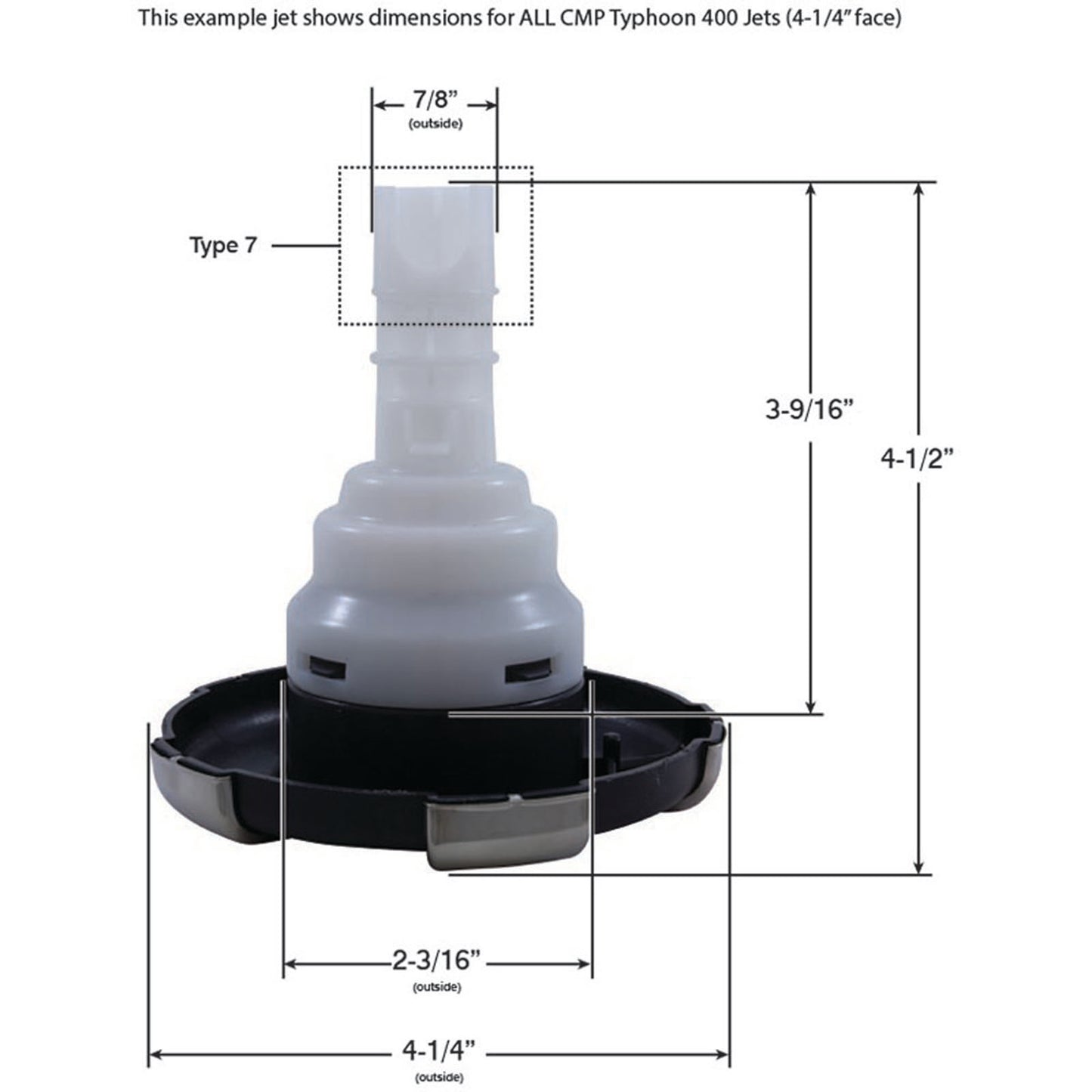 Jet Intl, CMP Typhoon 400, 4-1/4"fd, Dir, Crown, Dk Gry/SS