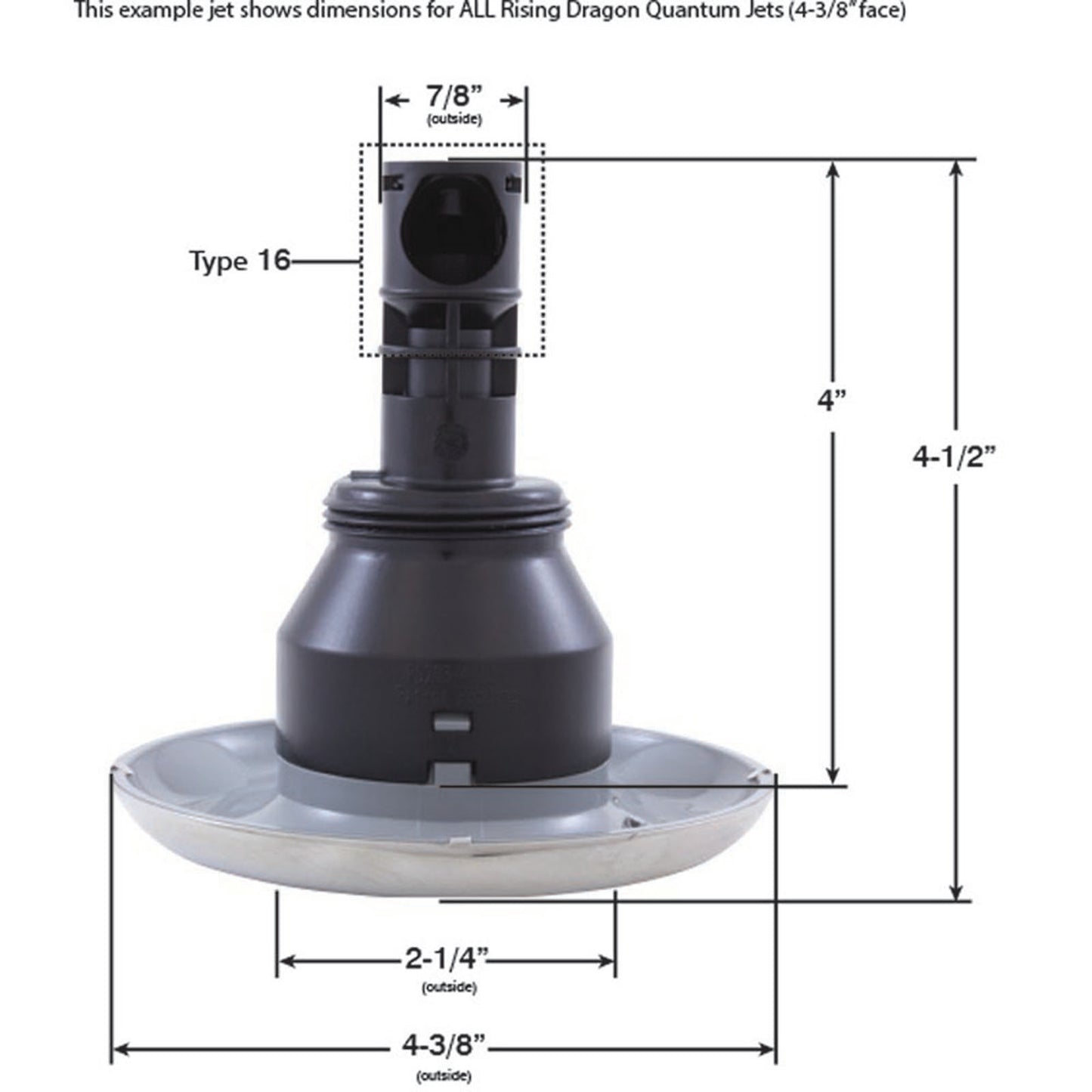Jet Intl, RD Quantum, 4-3/8"fd, Dir, Smth, SS/Gry, Thd