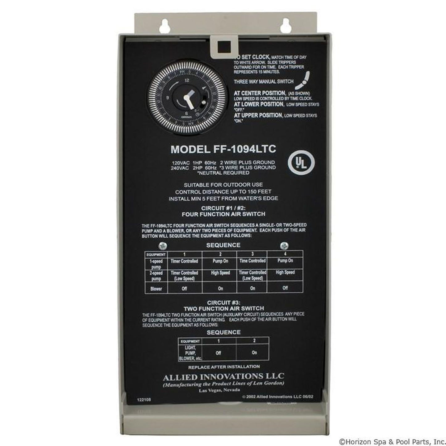 Control,Len Gordon FF1094LTC,115v/230v,Dual Circuit,w/TC,Aux