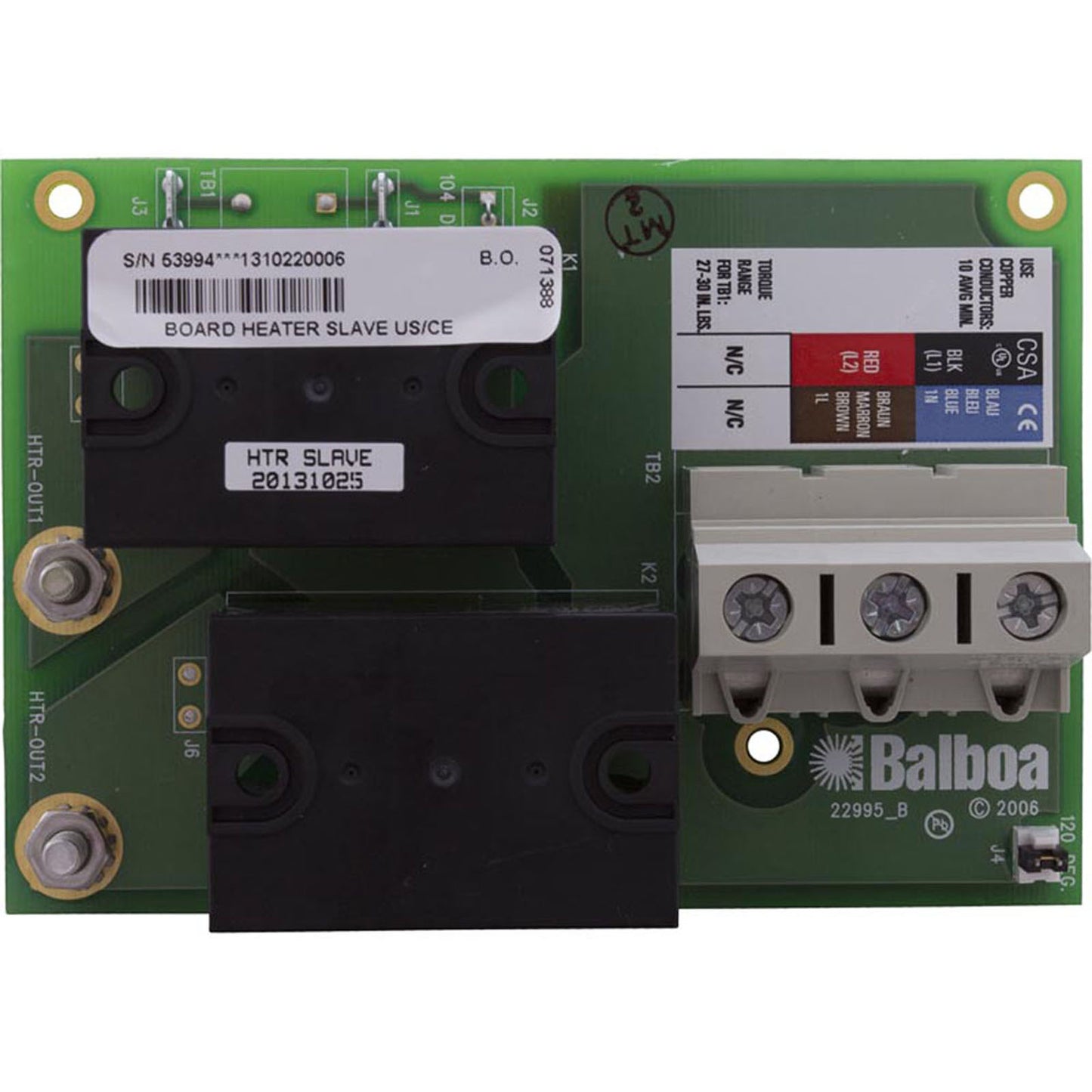 PCB, Balboa Water Group, Heater Slave US/CE