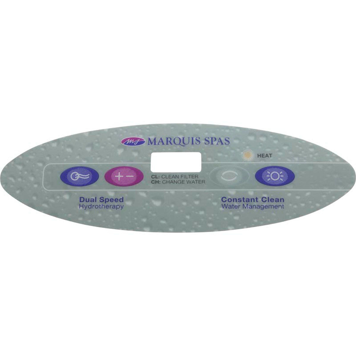 Overlay, Marquis Spas, 4 Button, P1, Temp, Lt