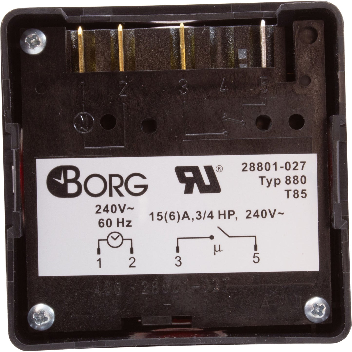 Timer, Diehl, SPST, Panel Mount, 230v, 20A, w/housing, 24hr