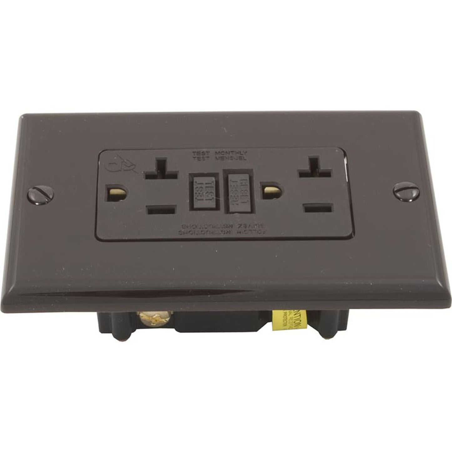 GFCI, Leviton, 20 A, SPST, enchufe frontal, marrón