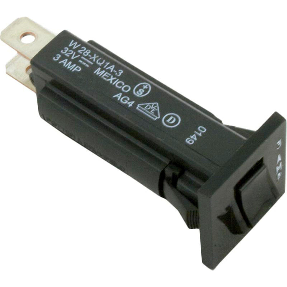 Circuit Breaker, P and B, 3A 115v, Push Thru