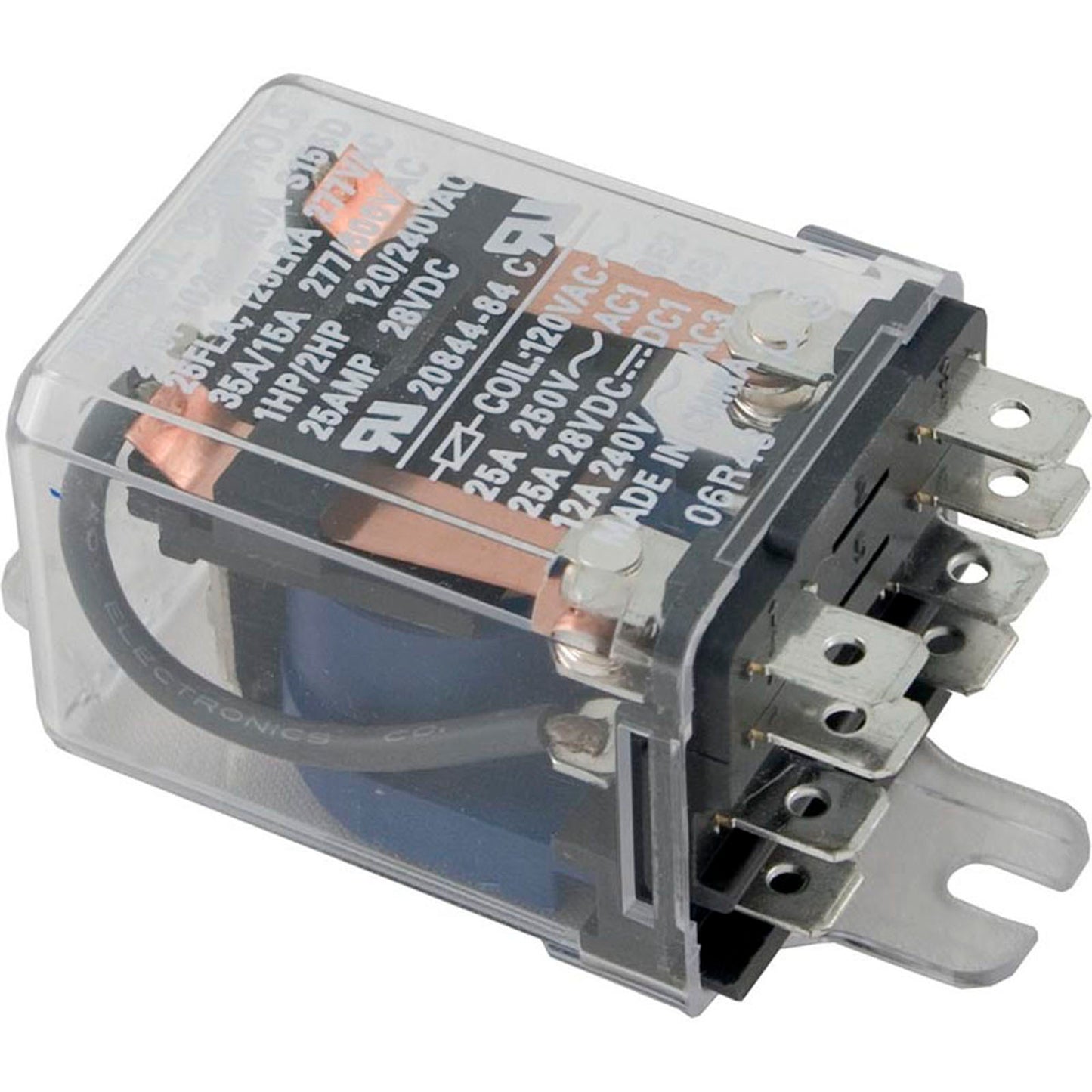 Relais, commandes Deltrol, DPDT, 30 A, 115 V, bobine, cache-poussière
