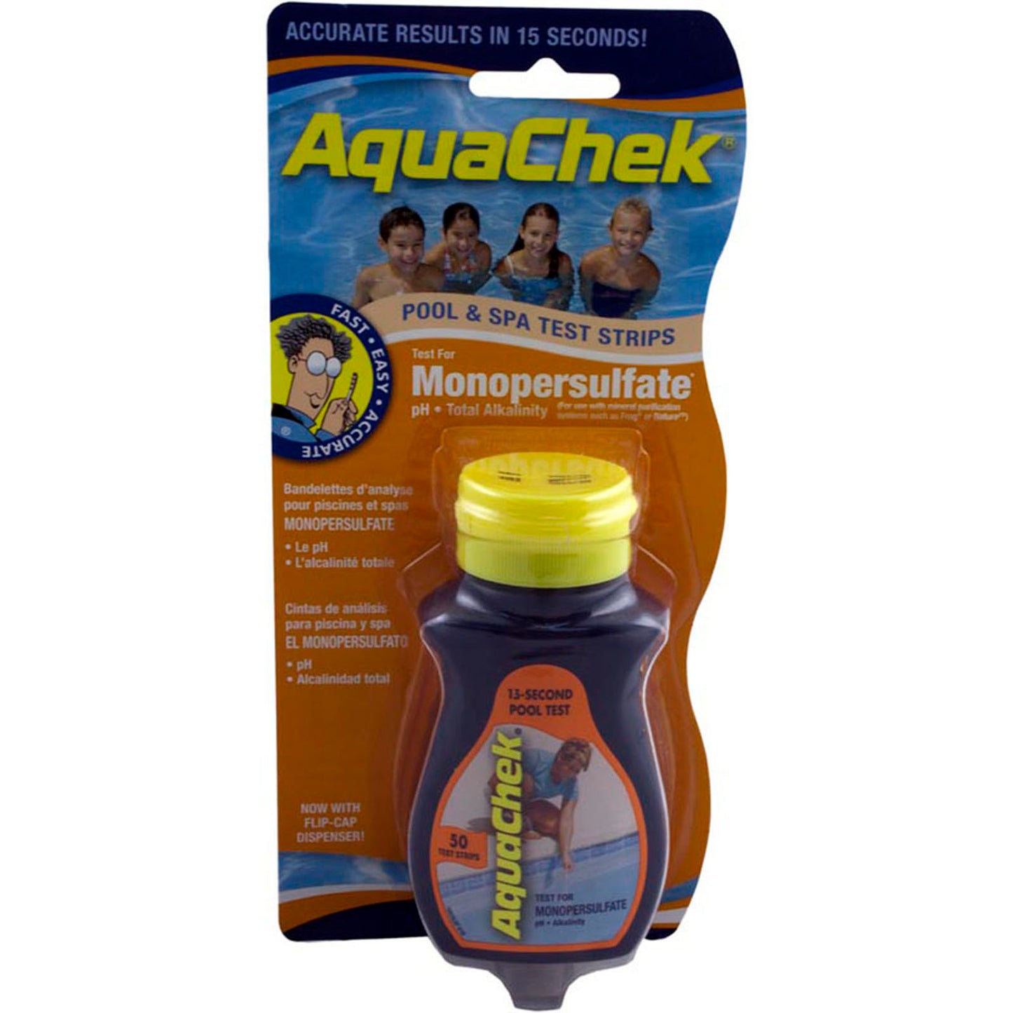 Test Strips, AquaChek Orange, 3-in-1, Monopersulfate, 50 ct