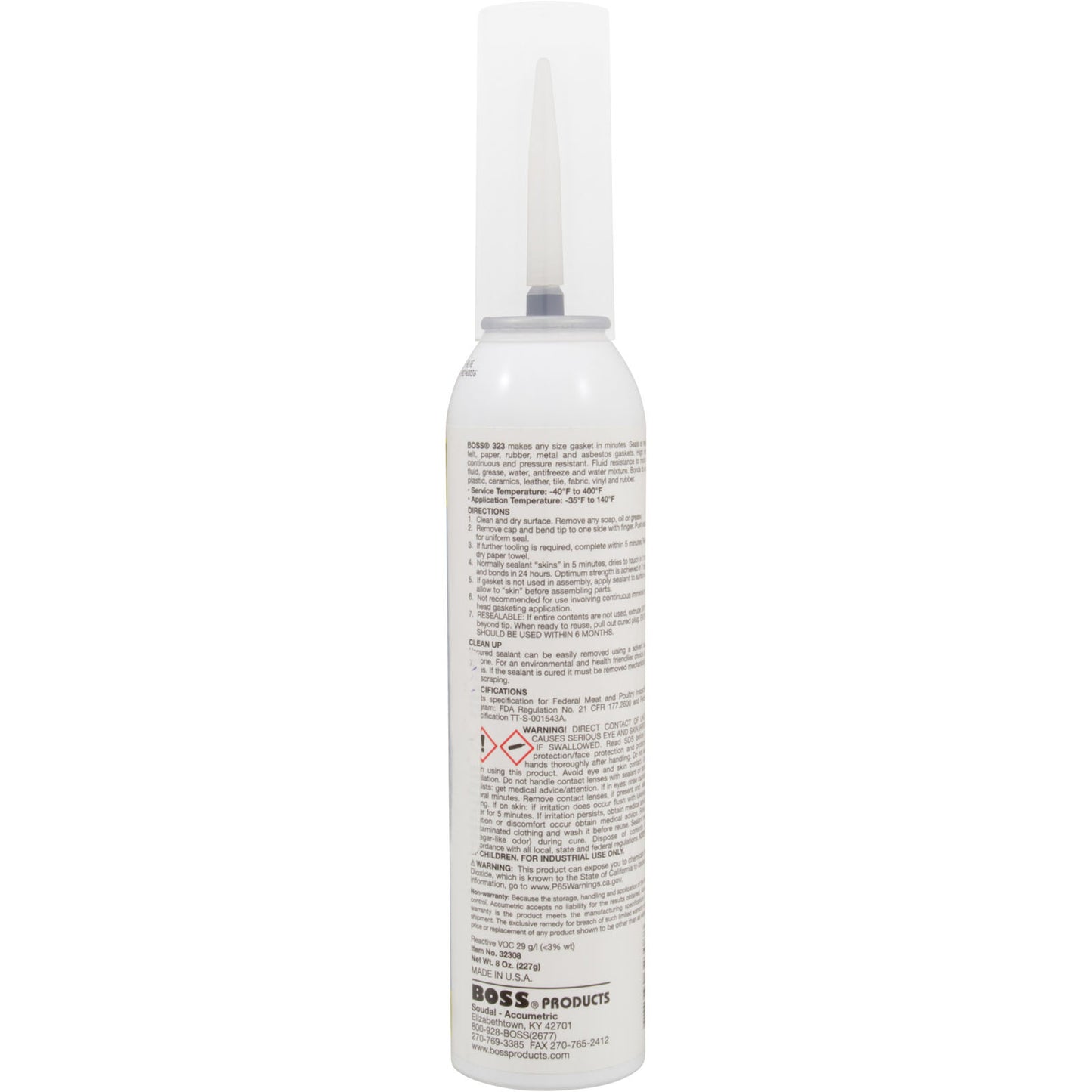 Silicone, Boss 323 Hi-Temp Gasket Maker, 8 oz. Can, Blue