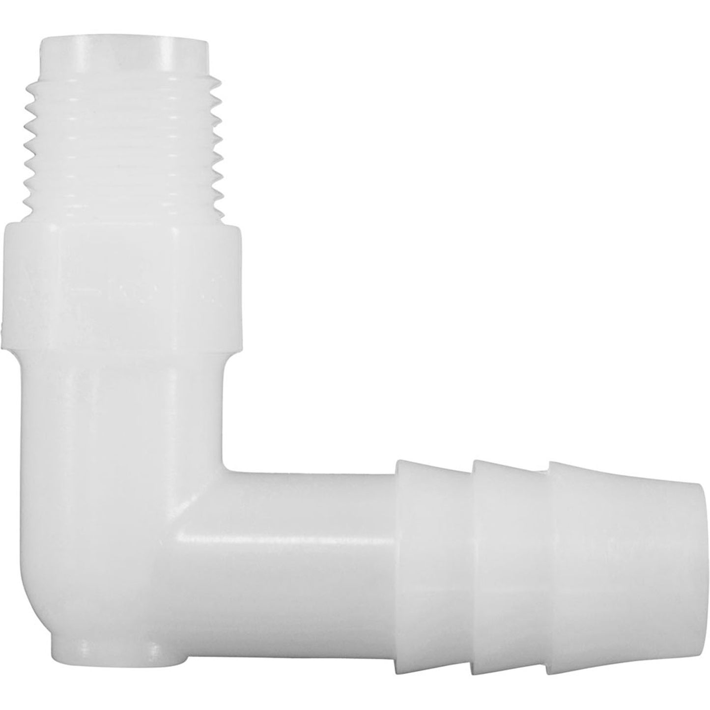 Barb Adapter, 3/8"b x 1/8"mpt, 90 Degree, Nylon