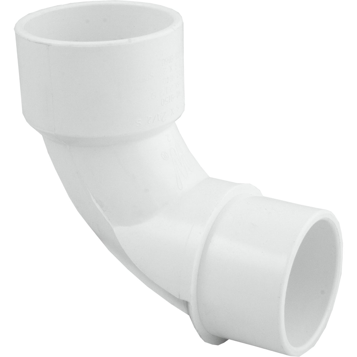 90 Elbow, Sweep, 2-1/2" Slip x 2-1/2" Spigot, PVC