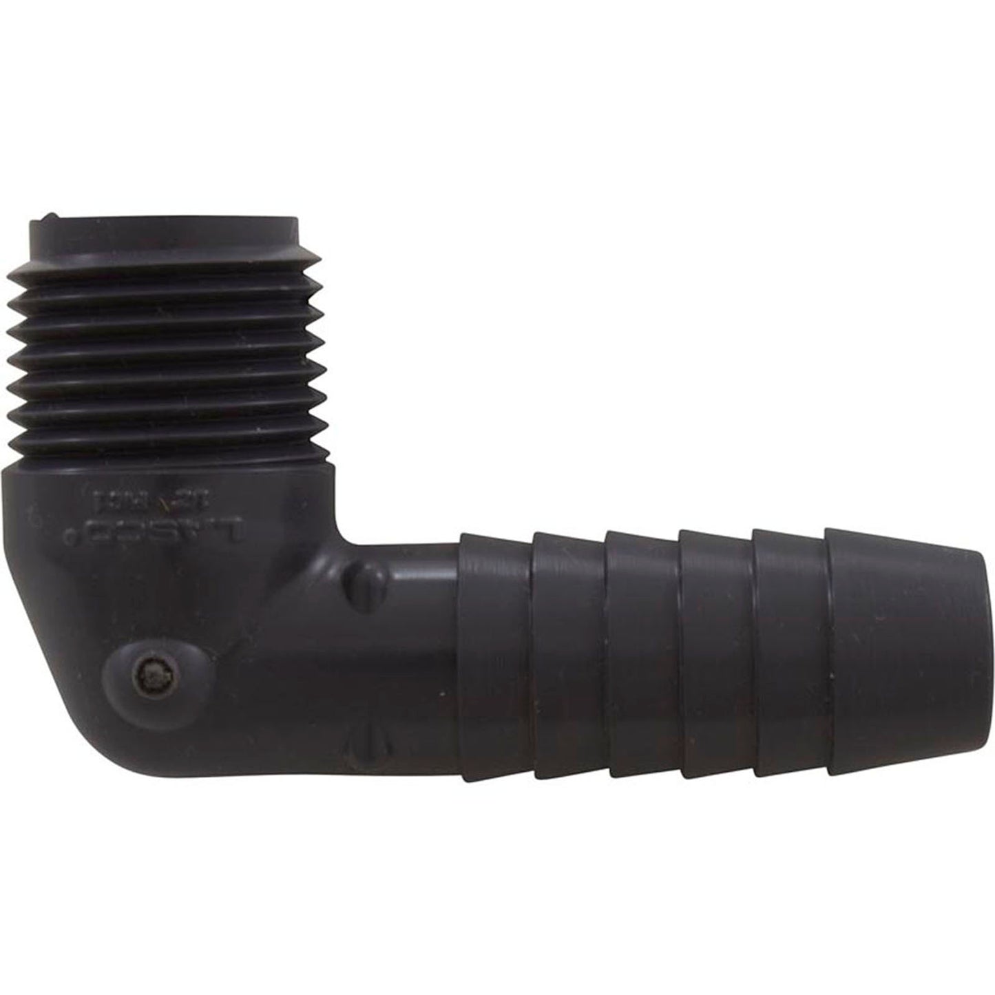 Barb 90 Elbow, Lasco, 1/2"mpt x 1/2"b, PVC