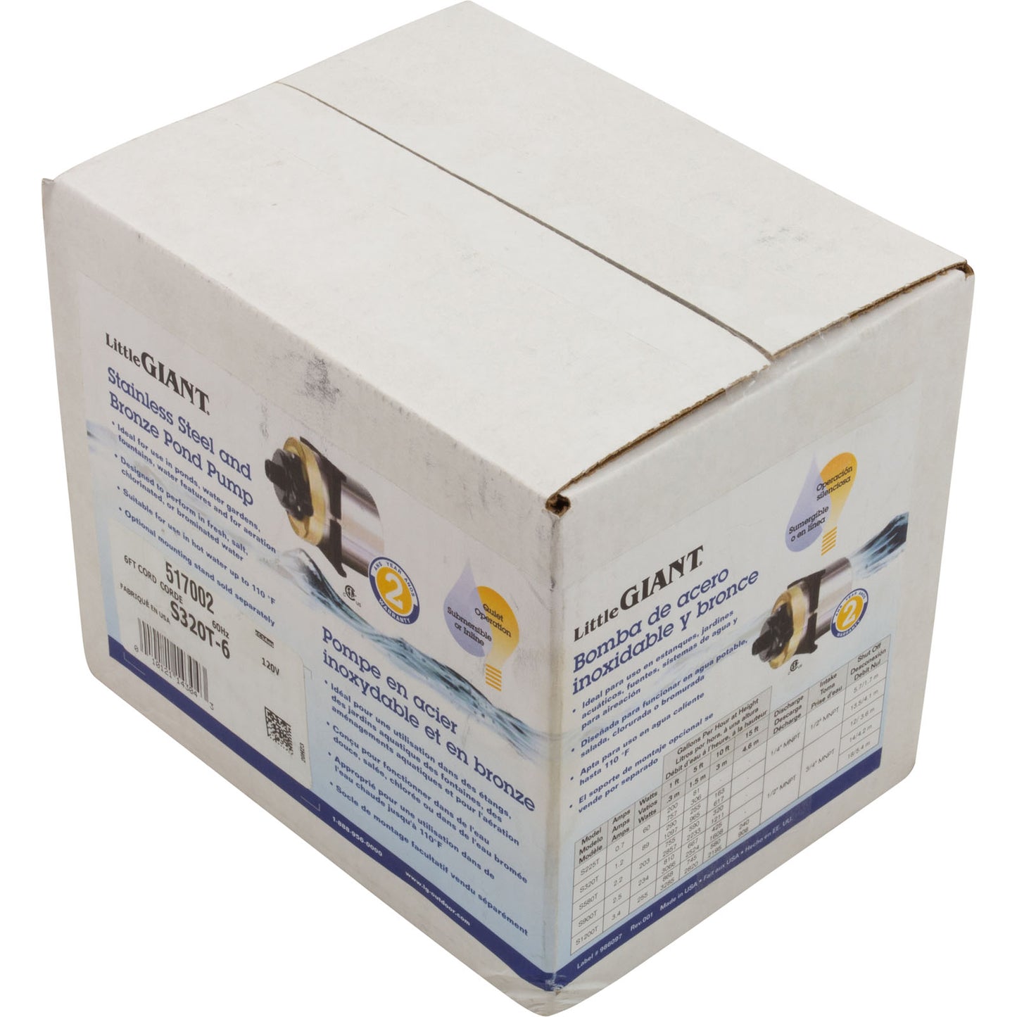 Bomba, circular, Calvert S320T, 115 V, 1/2" x 1/4", cable de 6 pies, OEM