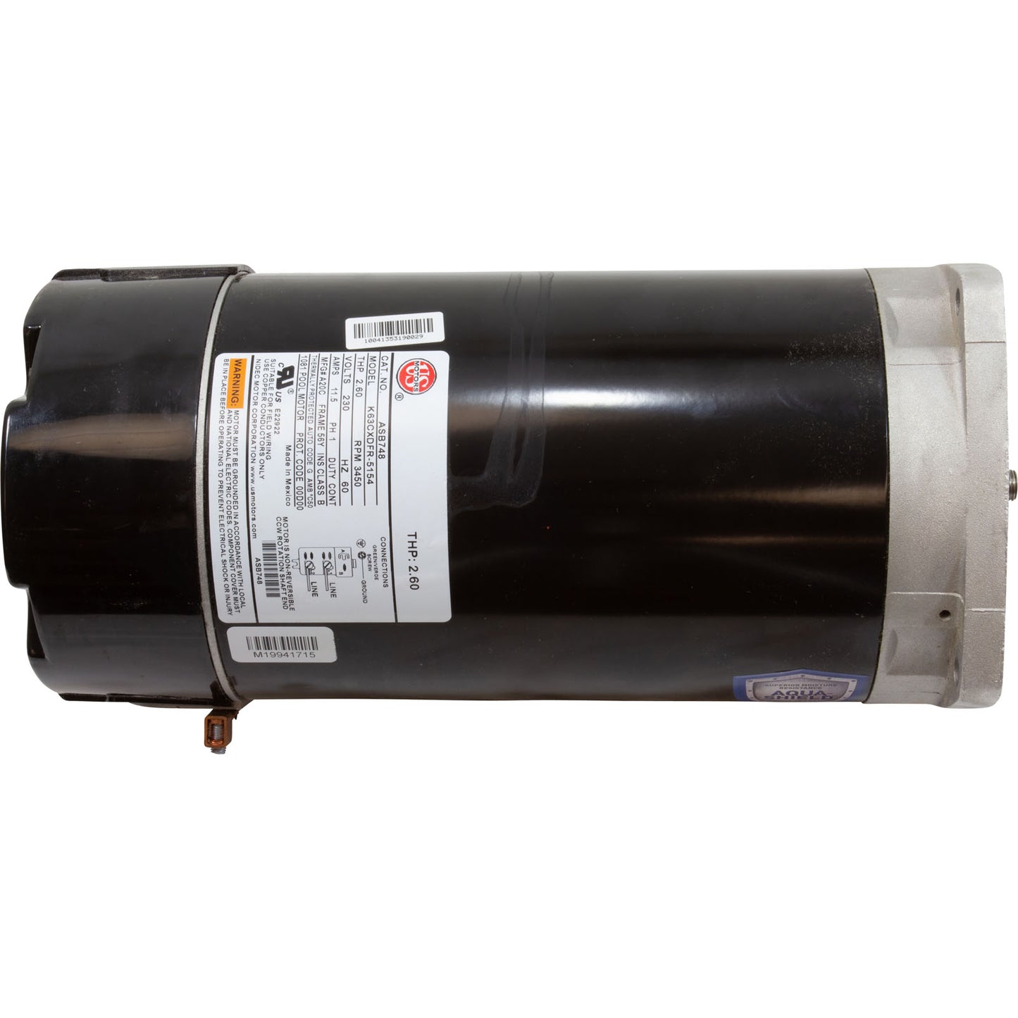 US Motors ASB748 2.0HP 230V 56Y Square Flange Pool Pump Motor