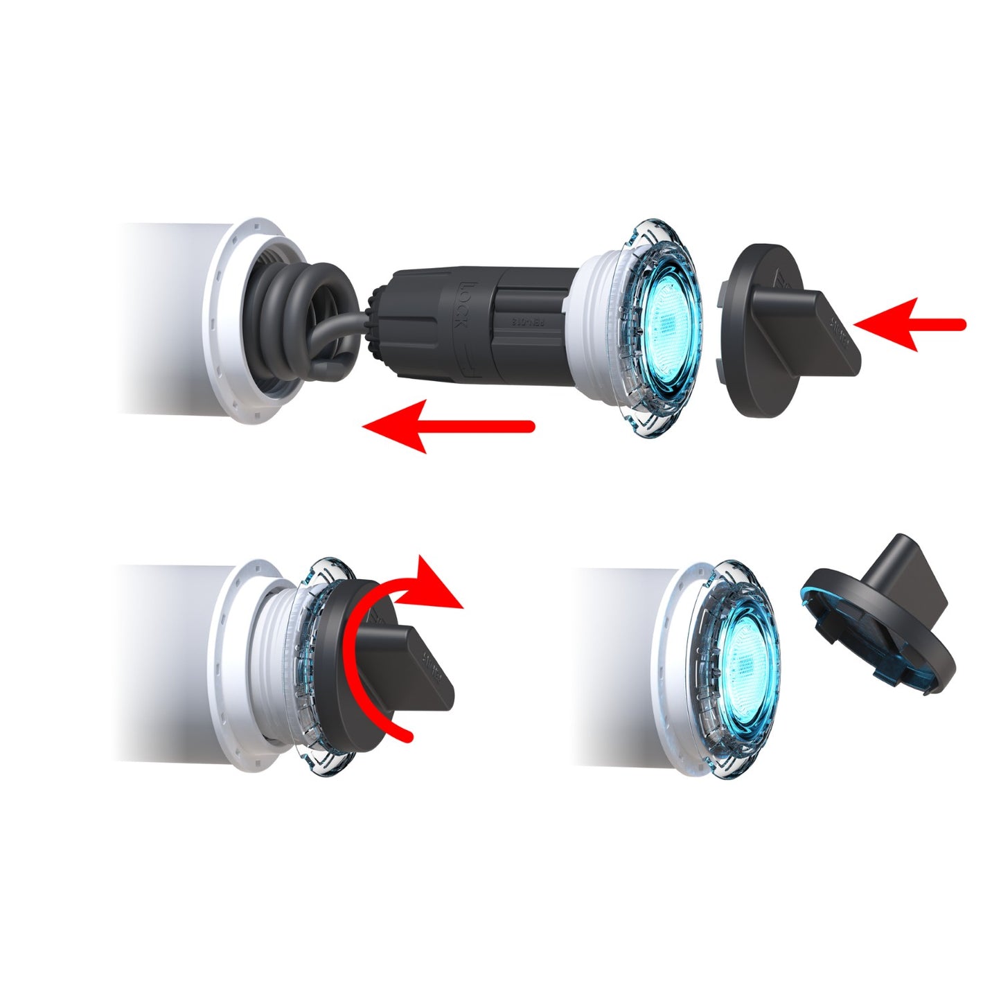 Spa Electrics Retro T1 Multi Plus DB Light 2X White Rims & 1.5" Thread & 0.5Ft Cable W/Joiner T1 L12 R1 WMP