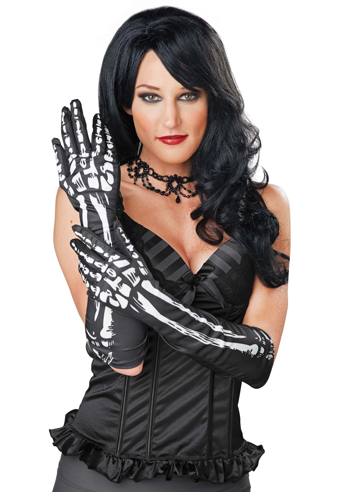 Skeleton Long Costume Gloves