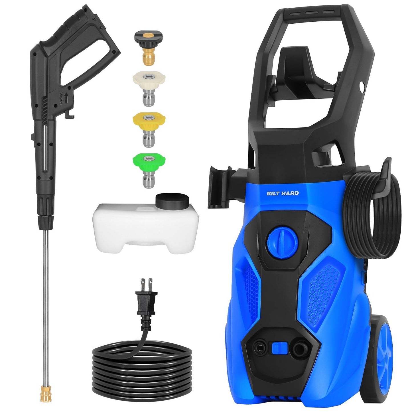 Electric Pressure Washer, 2465 PSI 1.76 GPM Power Washer, 5-Nozzle Set, Built-in Soap Tank, 20 Ft Hose, 35 Ft Power Cord, Stainless Steel Wand, for Cars, Driveway, Home, Patios