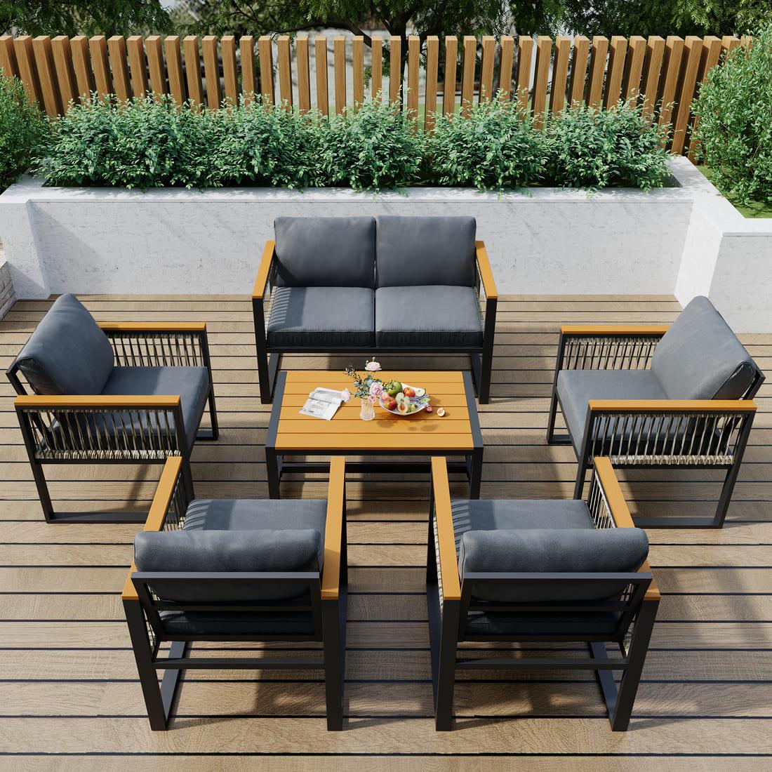 Pamapic 4 Pieces Modern Patio Conversation Sets with Cushion