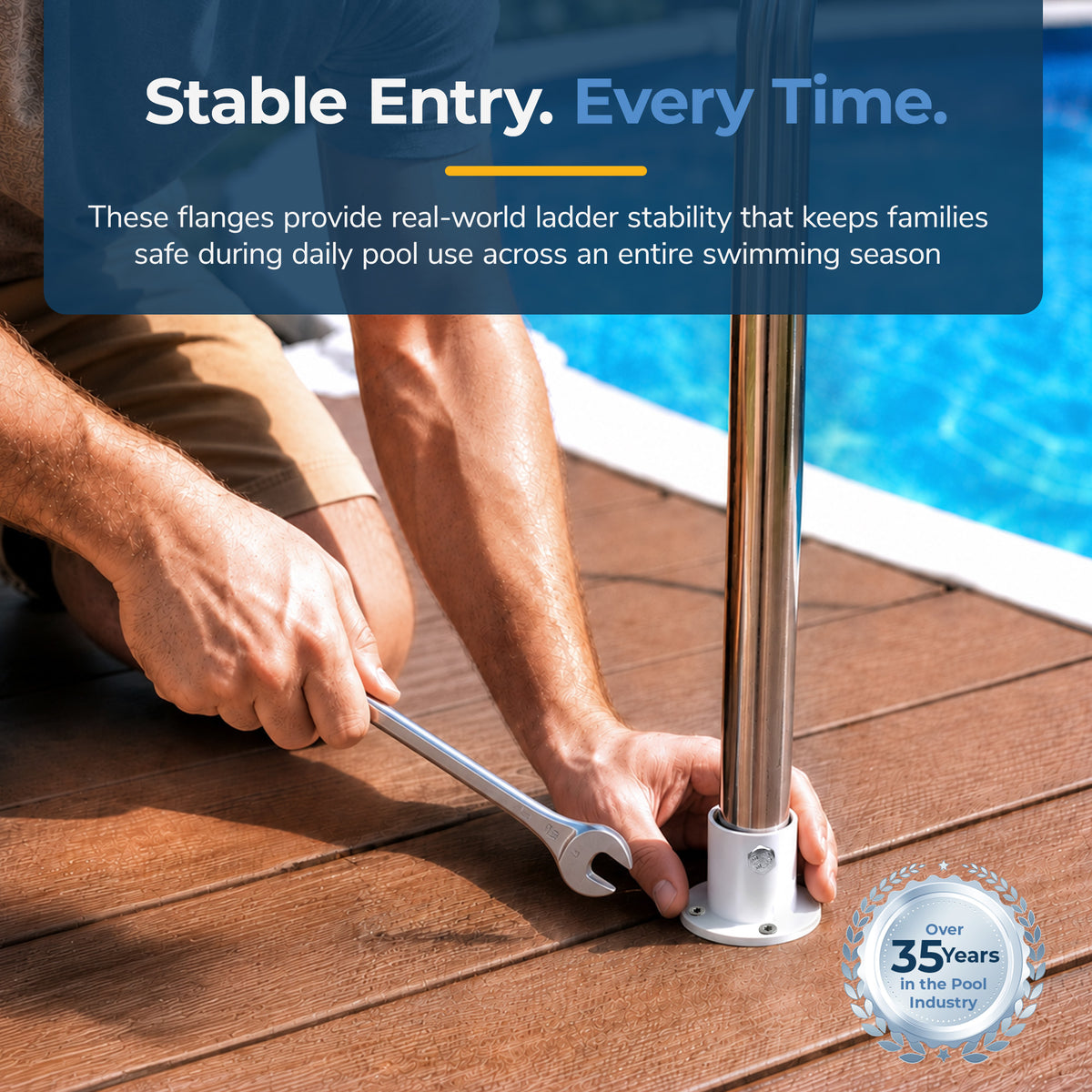 Aluminum Deck Flanges for Above Ground Pool Ladder, feature detail (image 7)