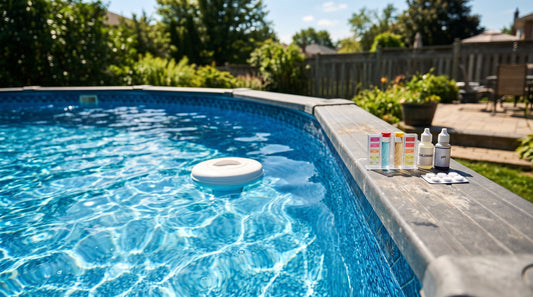 Clear above-ground pool water with a floating dispenser and test kit