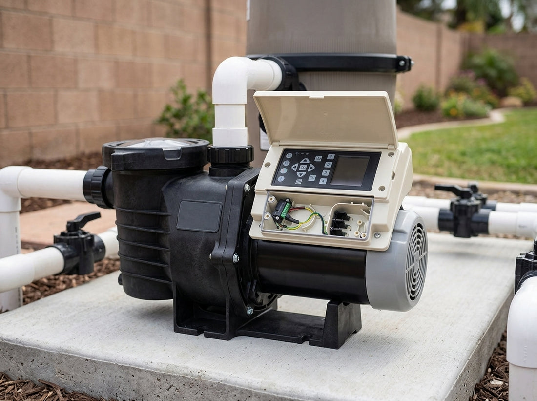 Pentair IntelliFlo variable speed pool pump on a daylight equipment pad