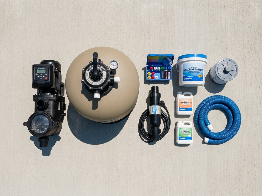Pool equipment representing annual operating cost on a daylight equipment pad