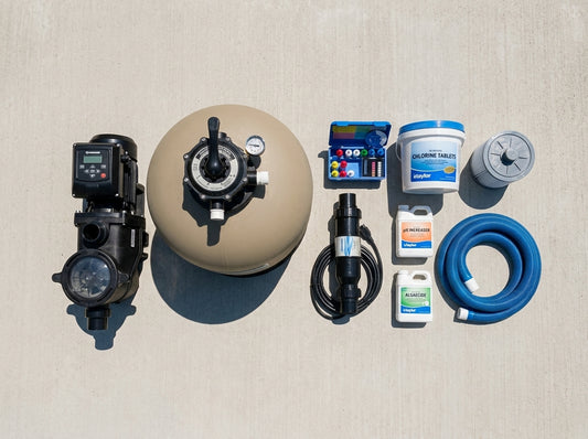 Pool equipment representing annual operating cost on a daylight equipment pad