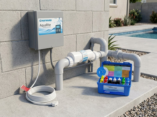 Hayward AquaRite salt chlorinator install on a daylight equipment pad