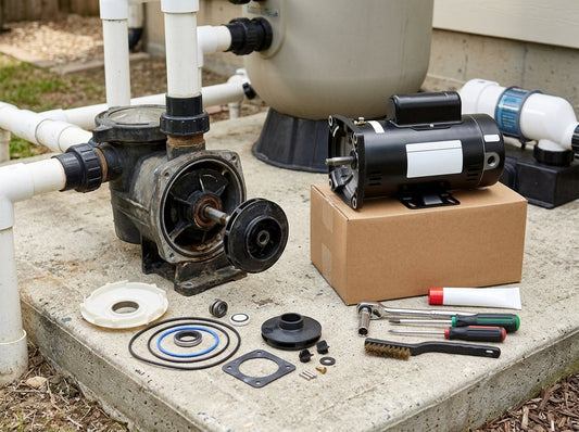 Pool pump motor replacement on a daylight equipment pad