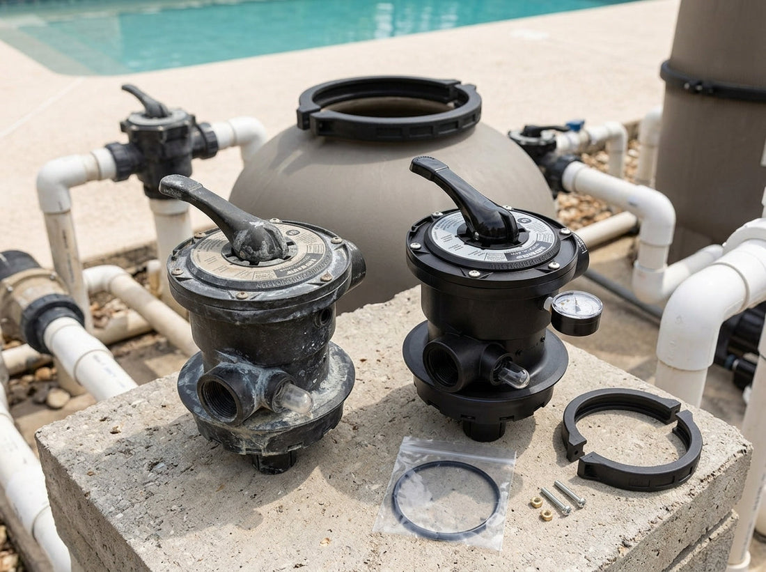 Replacement multiport valve on a daylight equipment pad