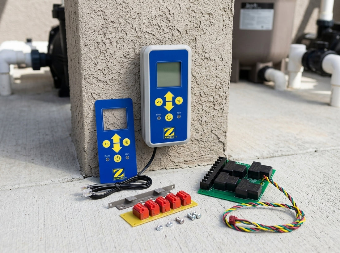 Pool automation control panel and modules on equipment pad