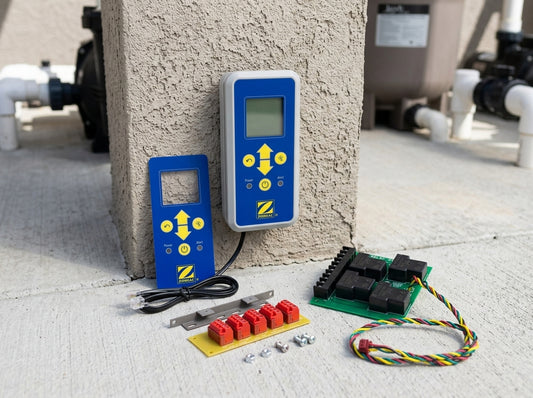 Pool automation control panel and modules on equipment pad