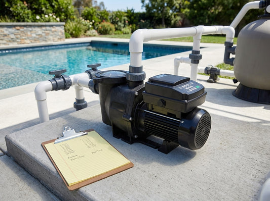 Pool pump running on a daylight equipment pad