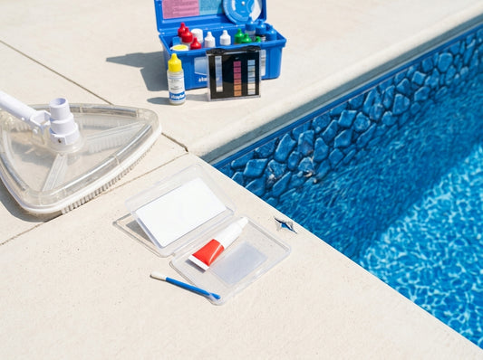 Vinyl pool liner patch repair on a daylight deck