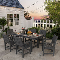 Pamapic HDPE Outdoor Dining Table and Chairs with Umbrella Hole