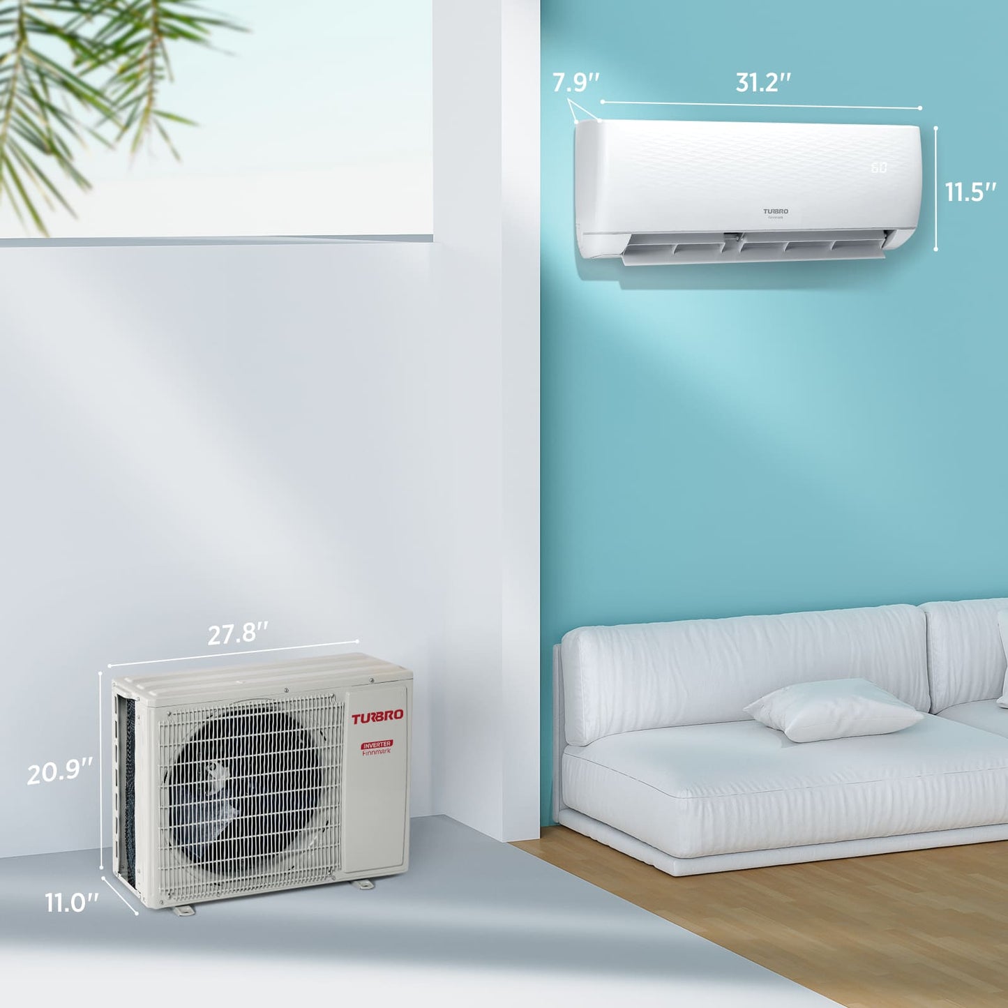 Finnmark 9,000 BTU WiFi Ductless Mini Split AC with Heat Pump, 115V/230V (R32)