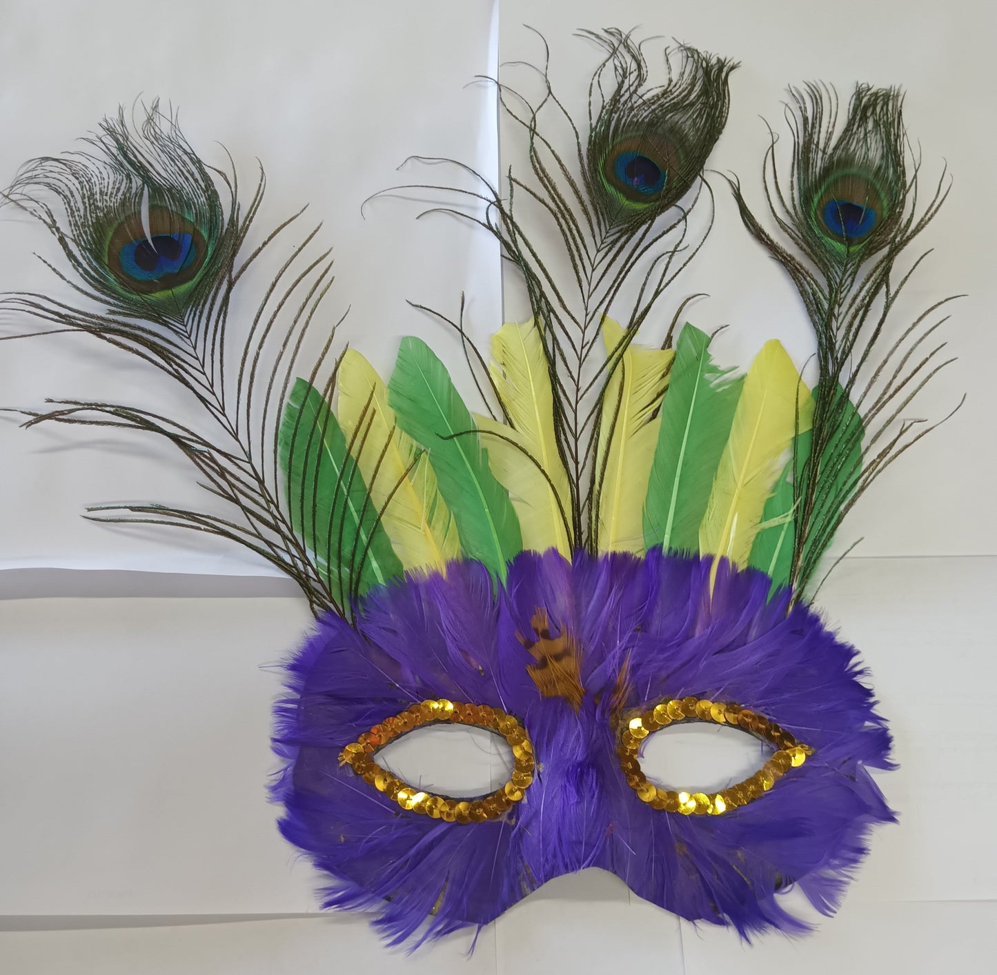 Multi Color Feather Eye Mask with Sequins