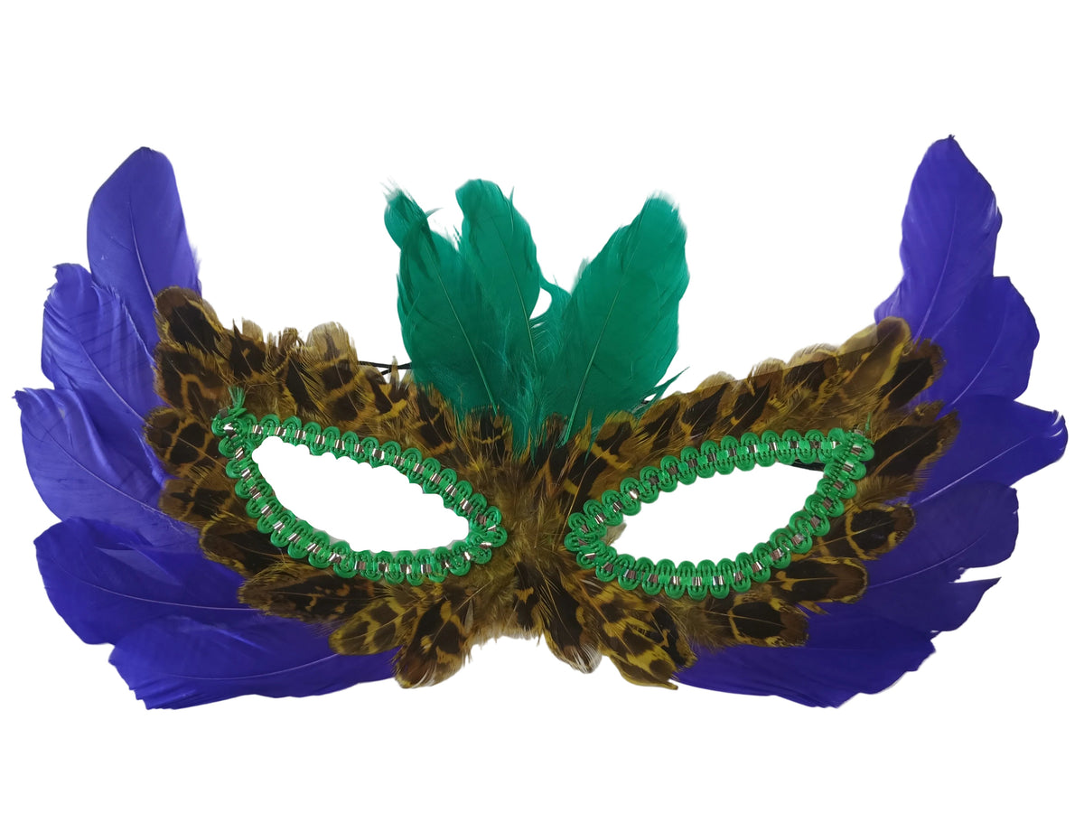 Multi Colored Feather Eye Mask Masquerade Made