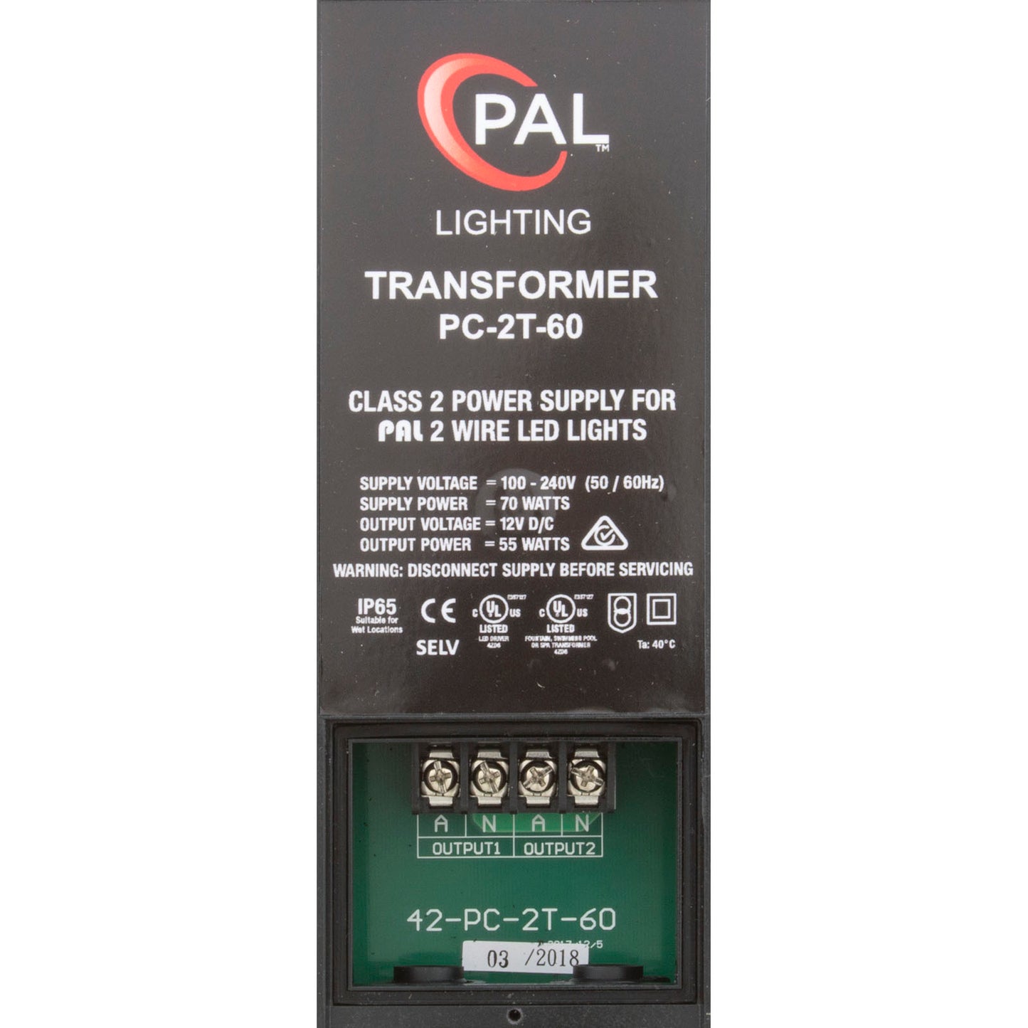PAL PC-2T 2-Wire Power Supply, 12 VDC Output, 60 Watt