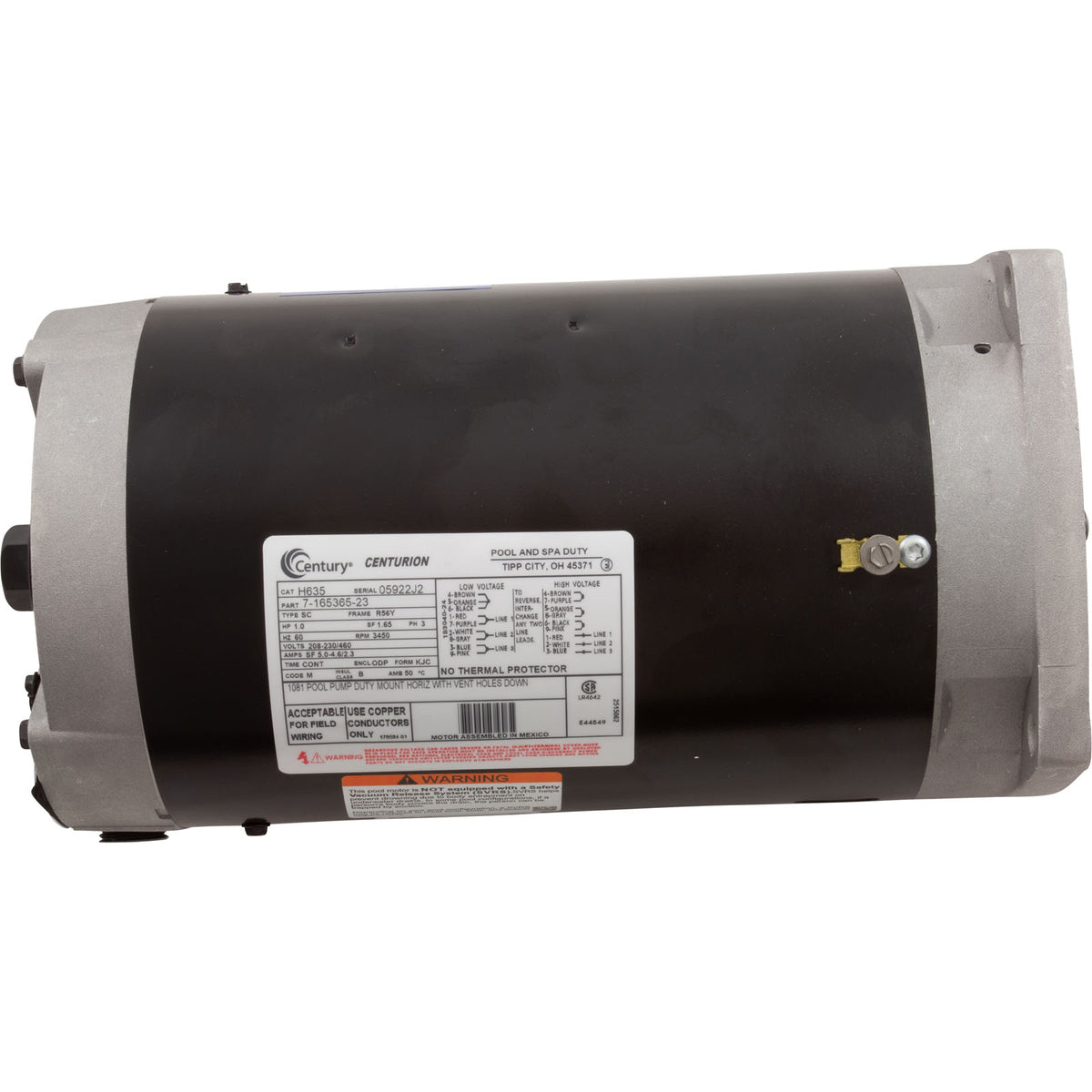 Motor, Cent, 1Hp, 208-230/460V, 3Ph, 1-Sp, Sf1.65, 56Yfr 3450Rpm