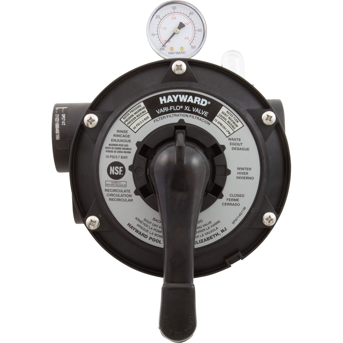 Multiport Valve, Hayward SP0714T, 1-1/2" Top Mount, 6 Pos